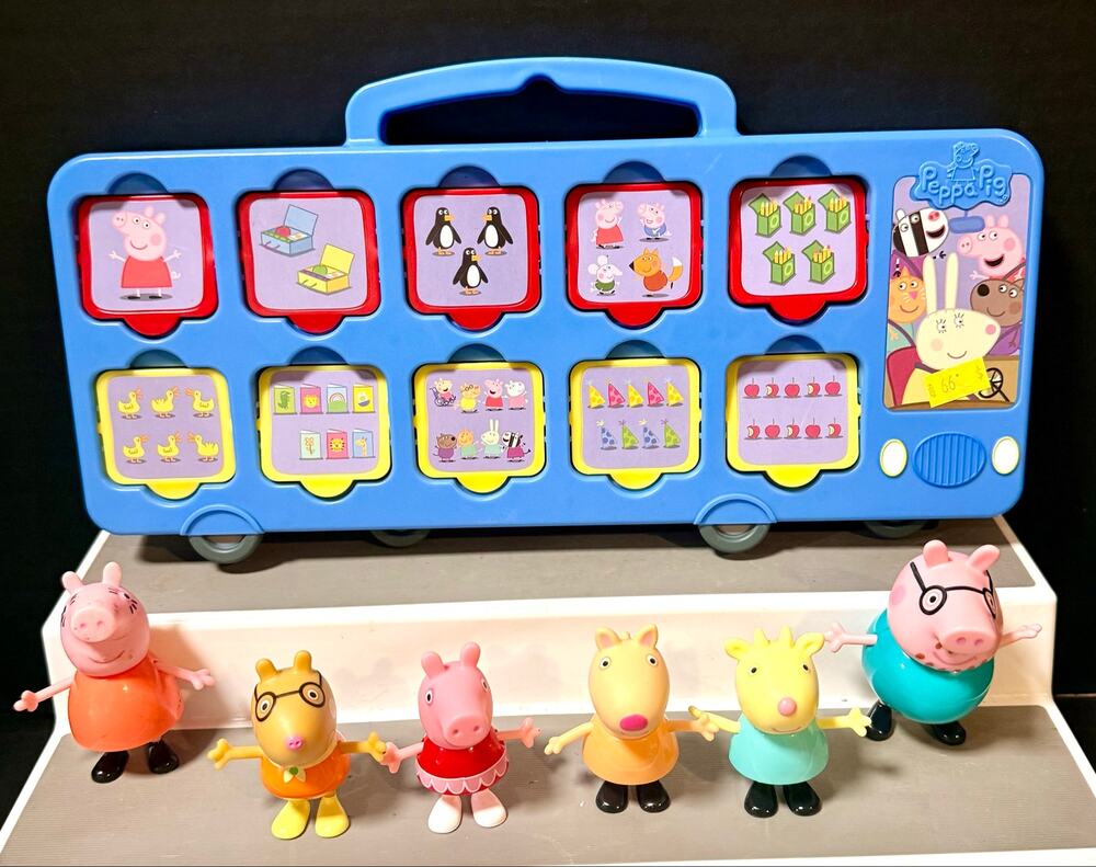Hasbro Peppa Pig's 1-2-3 Bus counting 1-10 Mummy Daddy Pedro Peppa Freddy Candy
